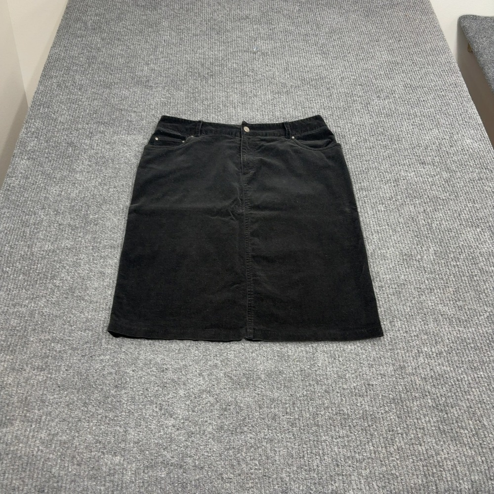 Willi Smith Skirt Womens 12 Black Corduroy Cotton Blend Casual‎ Minimalist